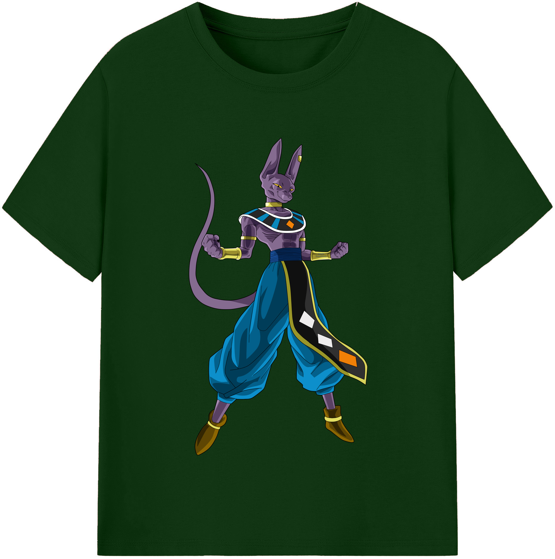 （画像用） ドラゴンボール ビルス 破壊神ビルス DRAGON BALL Beerus Birusu 綿100％半袖Tシャツ（フロントプリント）
